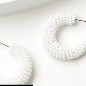 LOFT NWT white beaded hoop earrings